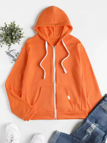 Damen Zip-Hoodie mit Kordelzug – Orange