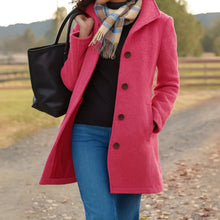Johanna | Damen Klassischer Wintermantel Knopfleiste vorne Langmantel – Rosa