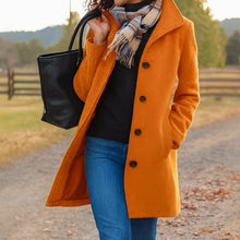 Johanna | Damen Klassischer Wintermantel Knopfleiste vorne Langmantel – Orange