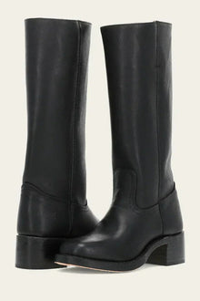 Luisa | Damen Kniehöhe Leder Stiefel Blockabsatz – Black