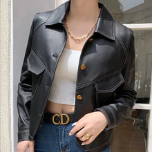 Damen Kurze Jacke mit Stehkragen und Knopfleiste – Schwarz