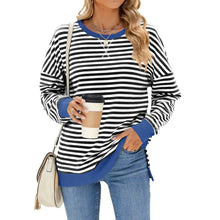 Oversized Sweatshirt für Damen mit Streifenmuster – Schwarz