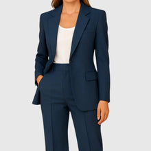 Hannah | Damen Maßgeschneiderter Langer Blazer und Hose Anzug-Set – Marineblau