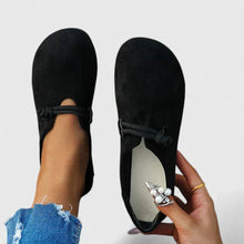 Sophie | Damen Orthopädische Slipper Flache Schuhe Seildetail Rundkappe – Schwarz