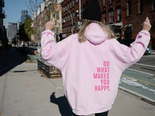 Damen Oversize Hoodie mit fröhlichem Spruch – Hellrosa - rosa Aufdruck