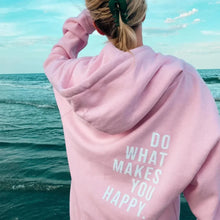 Damen Oversize Hoodie mit fröhlichem Spruch – Hellrosa - weißer Druck