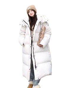 Elisabeth | Damen Oversized Langer Kapuzen Puffer Mantel Winterjacke – Beige