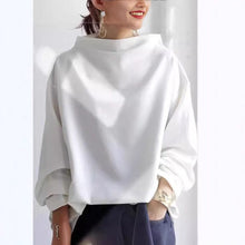 Mia | Damen Oversized Stehkragen Knit Sweater Weicher Strickpullover – Weiß