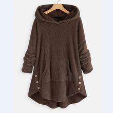 Elisabeth | Damen Plüsch Hoodie Pullover weicher Fleece-Reißverschluss-Sweatshirt mit Katzenmotiv – Braun