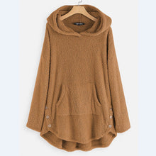 Elisabeth | Damen Plüsch Hoodie Pullover weicher Fleece-Reißverschluss-Sweatshirt mit Katzenmotiv – Beige