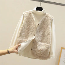 Leonie | Damen Puffer Vest Women Teddyfleece Steppweste mit Knöpfen – Beige