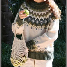 Damenpullover mit Fair Isle Muster und entspanntem Schnitt – Grün