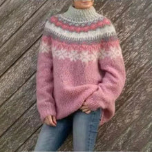 Damenpullover mit Fair Isle Muster und entspanntem Schnitt – Rosa