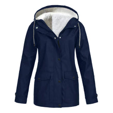Damen Regenjacke mit Futter und Kapuze – Blau