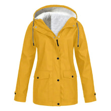Damen Regenjacke mit Futter und Kapuze – Gelb