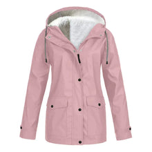 Damen Regenjacke mit Futter und Kapuze – Rosa