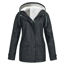 Damen Regenjacke mit Futter und Kapuze – Schwarz