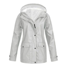 Damen Regenjacke mit Futter und Kapuze – Silber
