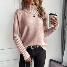 Clara | Damen Rollkragen Turtleneck Sweater Rippstrick Langarm Pullover – Rosa