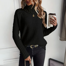 Clara | Damen Rollkragen Turtleneck Sweater Rippstrick Langarm Pullover – Schwarz