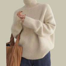 Amelie | Damen Rollkragenpullover aus Merinowolle Oversized Strickpullover – Beige