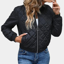 Damen Schwarze Bomberjacke mit Reißverschluss – Schwarz