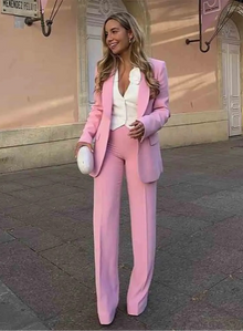 Damen Set mit Blazer und Hose – Rosa
