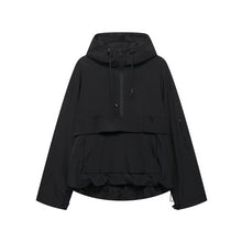 Lena | Damen Stepp-Übergangsjacke mit Kapuze Windabweisend Anorak – Schwarz