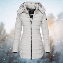 Luisa | Damen Steppjacke Kapuze Langer Schnitt Warme Winterjacke – Grau