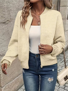 Nora | Damen Steppjacke leichte Zip-Up Jacke mit Strukturmuster – Aprikose