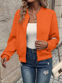 Nora | Damen Steppjacke leichte Zip-Up Jacke mit Strukturmuster – Orange