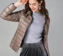 Elisabeth | Damen Steppjacke leichter Women Coat Stehkragen Reißverschluss Herbst Winter – Khaki