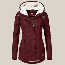 Elfriede | Damen Steppjacke mit Fleecefutter verstellbarer Kapuze Winterjacke – Rot