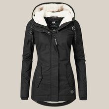 Elfriede | Damen Steppjacke mit Fleecefutter verstellbarer Kapuze Winterjacke – Schwarz