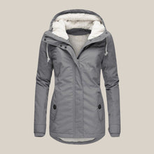 Elfriede | Damen Steppjacke mit Fleecefutter verstellbarer Kapuze Winterjacke – Grau
