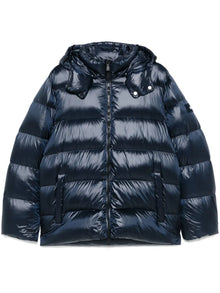 Damen Steppjacke mit Kapuze und durchgehendem Reißverschluss – Blau