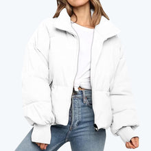 Damen Steppjacke mit Reißverschluss und Stehkragen – Weiß
