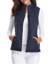 Leonie | Damen Steppweste leicht gefütterte Puffer Vest Women Reißverschluss – Blau