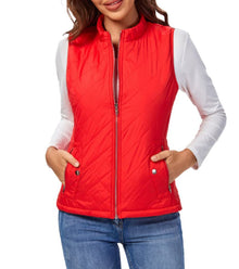 Leonie | Damen Steppweste leicht gefütterte Puffer Vest Women Reißverschluss – Rot