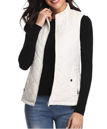 Leonie | Damen Steppweste leicht gefütterte Puffer Vest Women Reißverschluss – Weiß