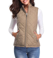Leonie | Damen Steppweste leicht gefütterte Puffer Vest Women Reißverschluss – Hellkaffee
