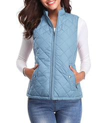 Leonie | Damen Steppweste leicht gefütterte Puffer Vest Women Reißverschluss – Hellblau