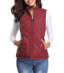 Leonie | Damen Steppweste leicht gefütterte Puffer Vest Women Reißverschluss – Bordeauxrot