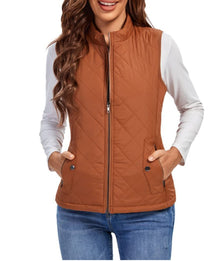 Leonie | Damen Steppweste leicht gefütterte Puffer Vest Women Reißverschluss – Khaki