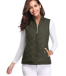Leonie | Damen Steppweste leicht gefütterte Puffer Vest Women Reißverschluss – Olivgrün