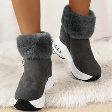 Damen Winter Sneakers mit seitlichem Reißverschluss und Plüschfutter – Grau