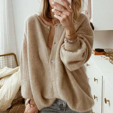 Damen Strickjacke mit Knopfleiste in Beige Übergröße – Beige