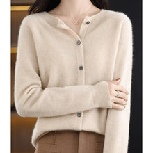 Damen Strickjacke Mit Knöpfen und V-Ausschnitt – Khaki