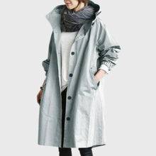 Frieda | Damen Trench Coat mit Kapuze wasserdicht Relaxed-Fit lang – Hellblau