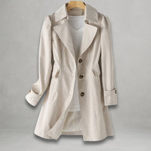 Clara | Damen Trenchcoat klassischer Schnitt Knopfleiste Umlegekragen – Beige